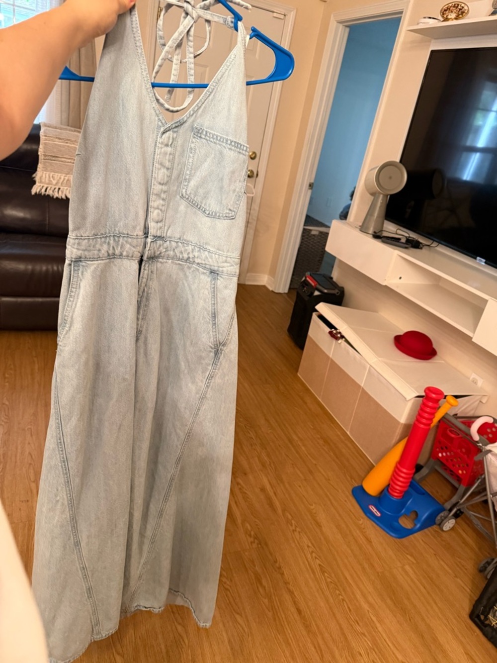 Universal Thread Light Blue Denim Jumper Dress